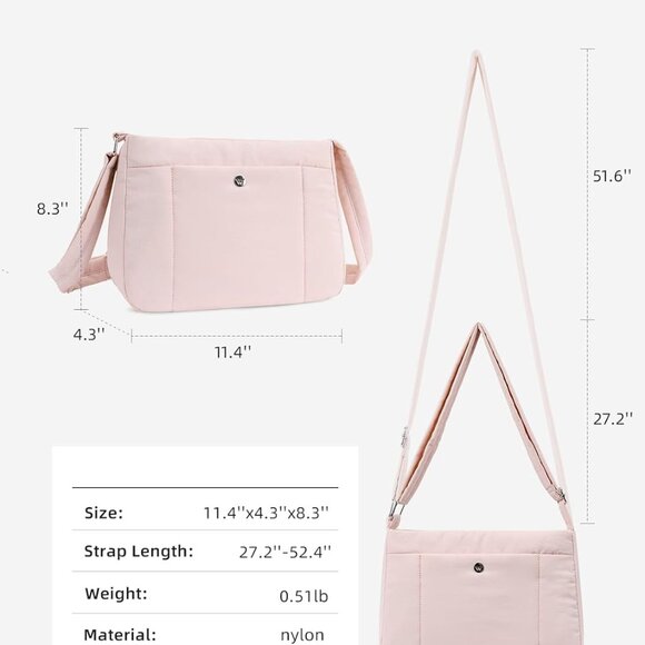 Small Crossbody Bags for Women Nylon with Adjustable Strap, Zipper Crossbody Pur - Picture 2 of 6